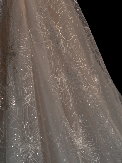 Stunning A Line Strapless Tulle Lace Long Prom Dress, Party Dress, Evening Dress GG2897