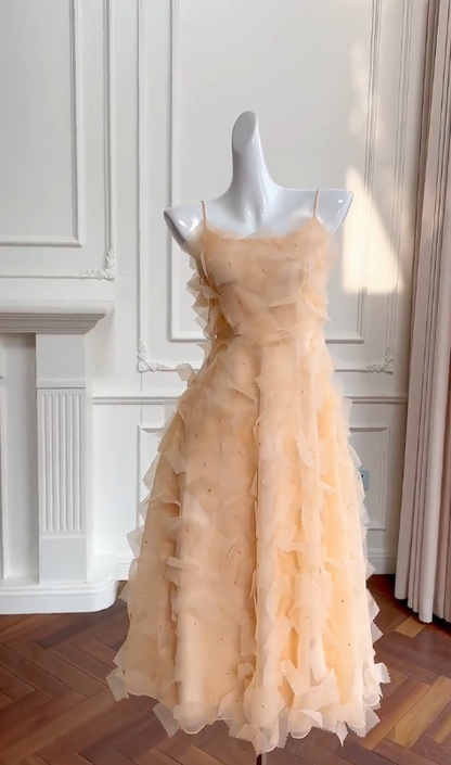 Unique A Line Spaghetti Straps Satin Long Prom Dress, Party Dress, Evening Dress GG2899