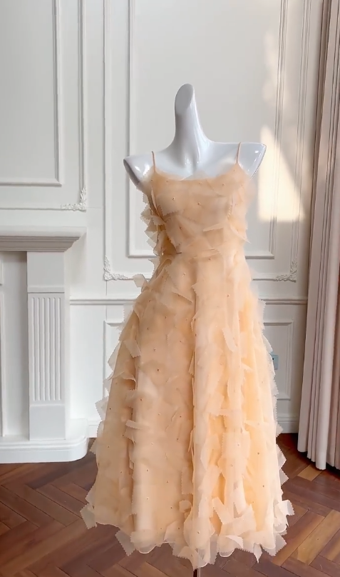 Unique A Line Spaghetti Straps Satin Long Prom Dress, Party Dress, Evening Dress GG2899