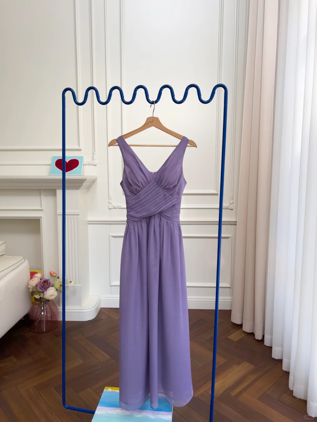 Chic A Line V Neck Purple Chiffon Long Prom Dress, Party Dress, Evening Dress GG2901