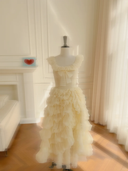 Lovely A Line Square Tulle Long Prom Dress, Party Dress, Evening Dress GG2904