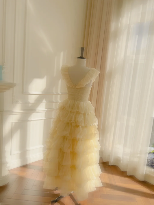 Lovely A Line Square Tulle Long Prom Dress, Party Dress, Evening Dress GG2904