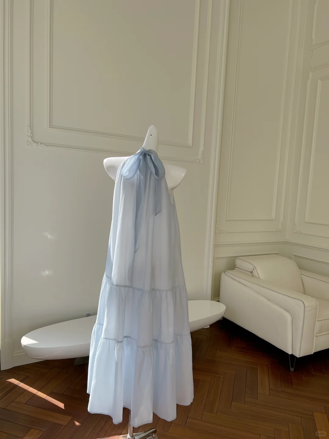 Classy Halter Pale Blue Satin Long Prom Dress, Party Dress, Evening Dress GG2905