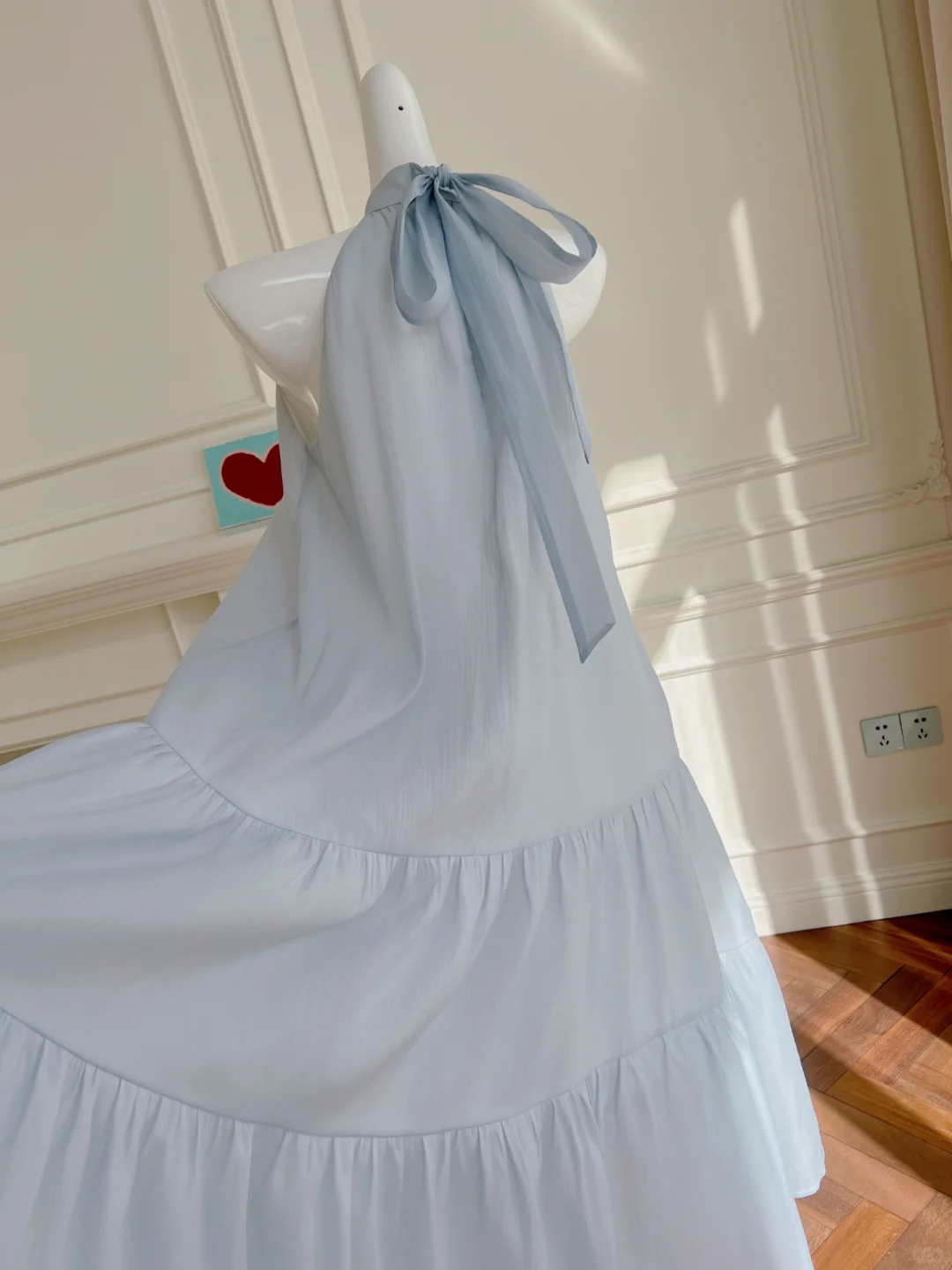 Classy Halter Pale Blue Satin Long Prom Dress, Party Dress, Evening Dress GG2905