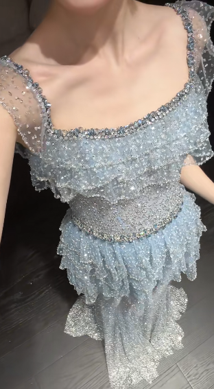 Stunning A Line Square Tulle Beaded Long Prom Dress, Party Dress, Evening Dress GG2911