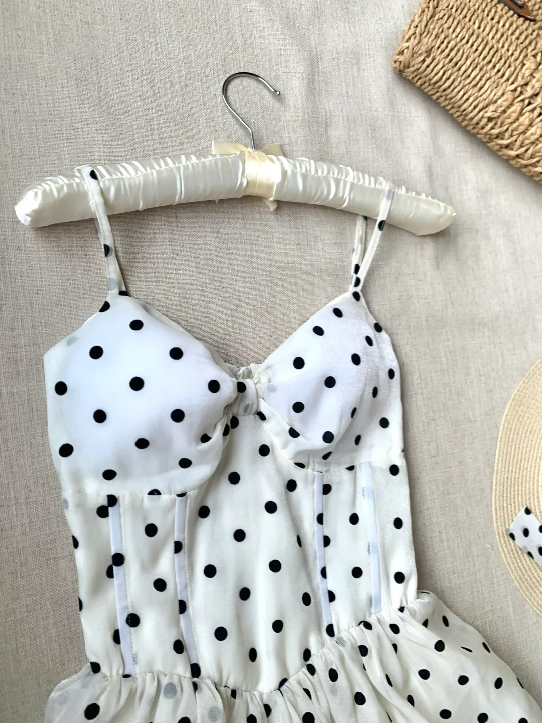 Chic A Line Spaghetti Straps Chiffon Polka Dots Long Prom Dress, Party Dress, Evening Dress GG2925