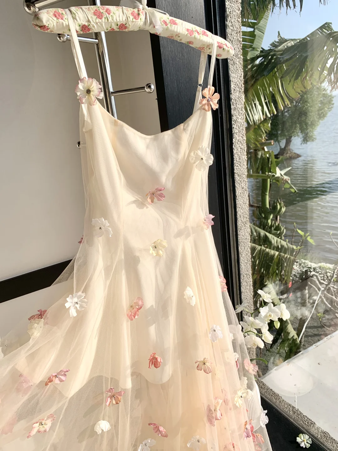 Fairy A Line Spaghetti Straps Tulle Applique Long Prom Dress, Party Dress, Evening Dress GG2928