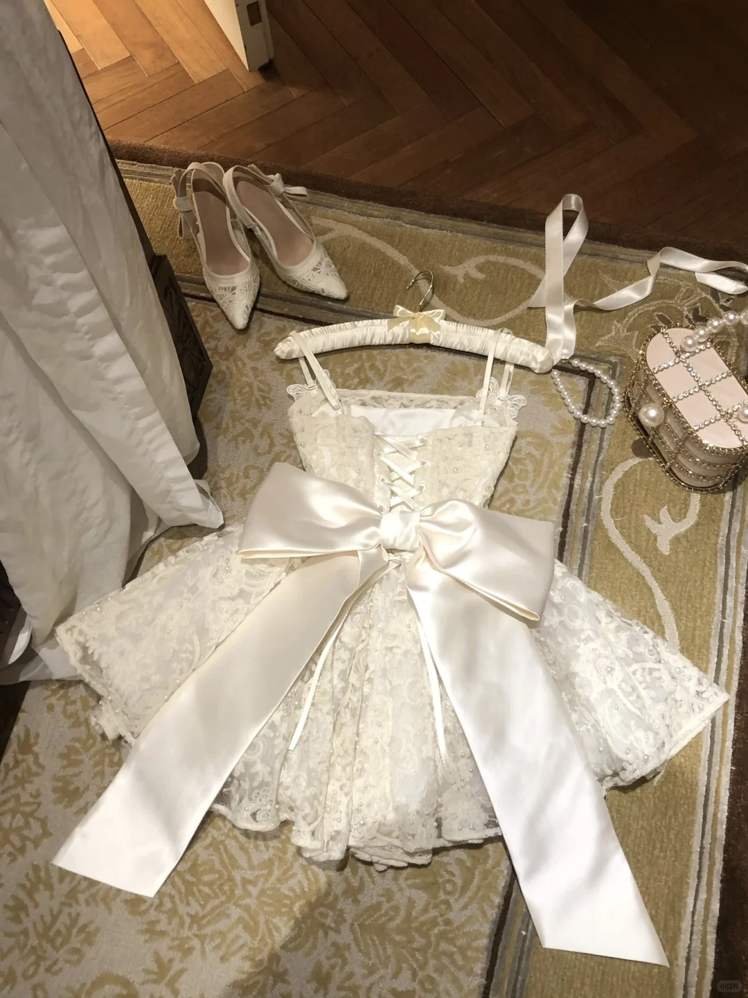 Lovely A Line Spaghetti Straps White Lace With Bow Short Prom Dress,Homecoming Dress,Birthday Dress GG2929