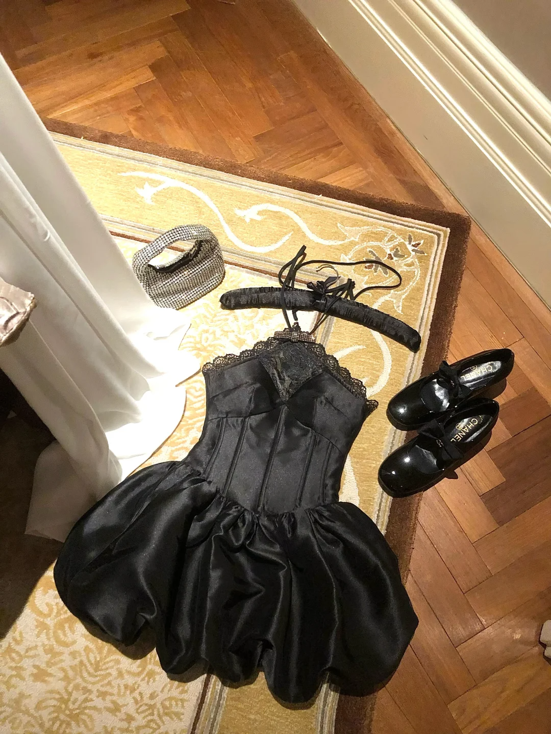 Classy A Line Halter Black Satin Lace Short Prom Dress,Homecoming Dress,Birthday Dress GG2931