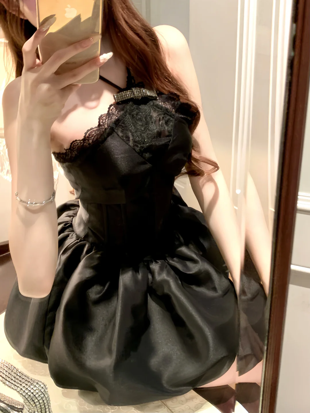 Classy A Line Halter Black Satin Lace Short Prom Dress,Homecoming Dress,Birthday Dress GG2931