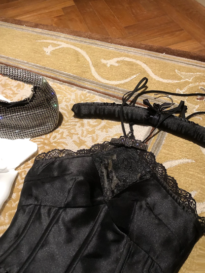 Classy A Line Halter Black Satin Lace Short Prom Dress,Homecoming Dress,Birthday Dress GG2931