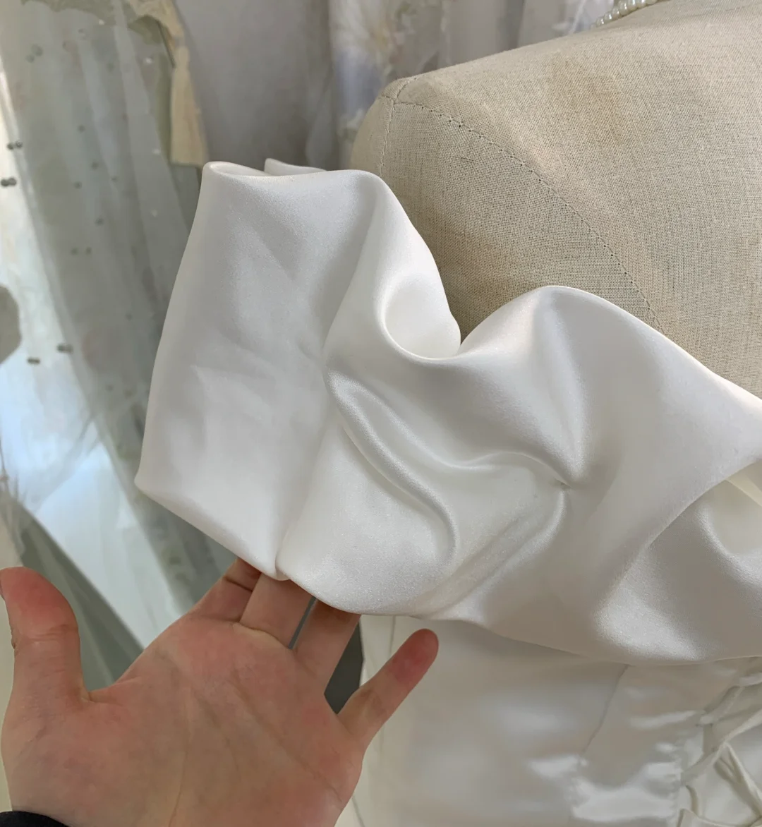 Elegant A Line Off The Shoulder White Satin Long Prom Dress, Party Dress, Evening Dress GG2933