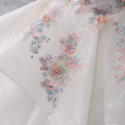 Dreamy Ball Gown Off The Shoulder Lace Applique Long Wedding Dress GG2973