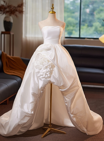 Unique Ball Gown Strapless Satin Long Wedding Dress GG2978