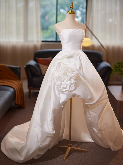 Unique Ball Gown Strapless Satin Long Wedding Dress GG2978