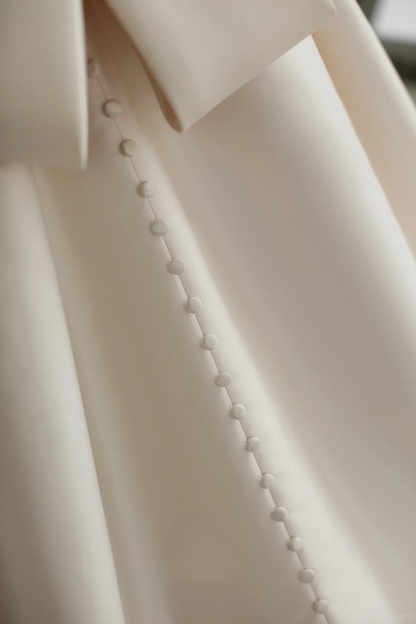 Unique Ball Gown V Neck Light Champagne Satin Lace Long Wedding Dress GG2990