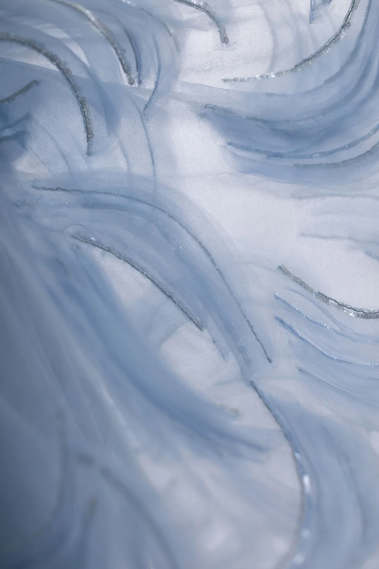 Princess Ball Gown Strapless Sky Blue Tulle Sequin Long Wedding Dress GG2992