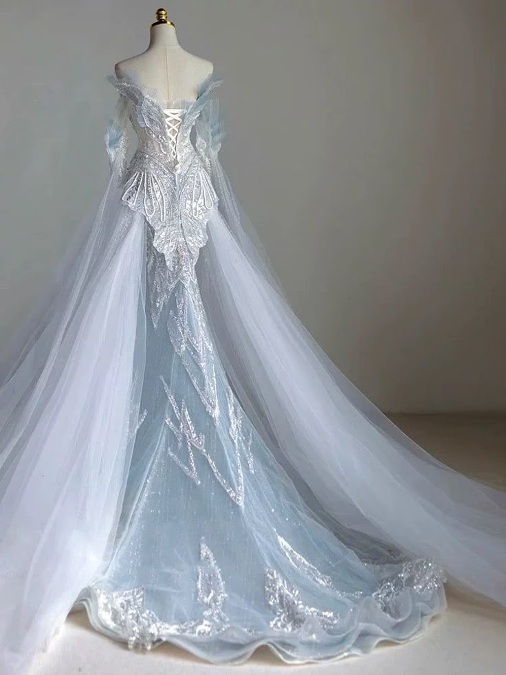 Dreamy Mermaid Off The Shoulder Tulle Sequin Beaded Long Sleeves Long Wedding Dress GG3006