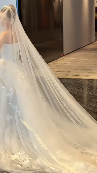 Princess A Line Strapless White Satin Tulle Applique With Veil Long Wedding Dress GG3024