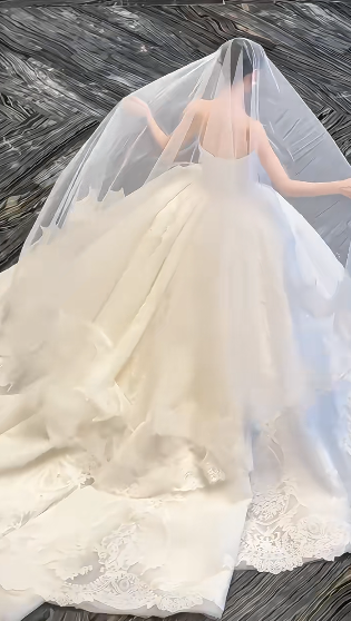 Timeless Ball Gown White Strapless Satin Applique With Veil Long Wedding Dress GG3025