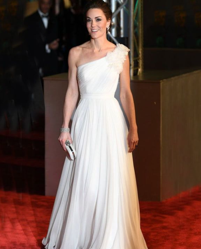 Elegant A Line One Shoulder White Chiffon Long Mother Of Bride Dress,Evening Dress GG3049