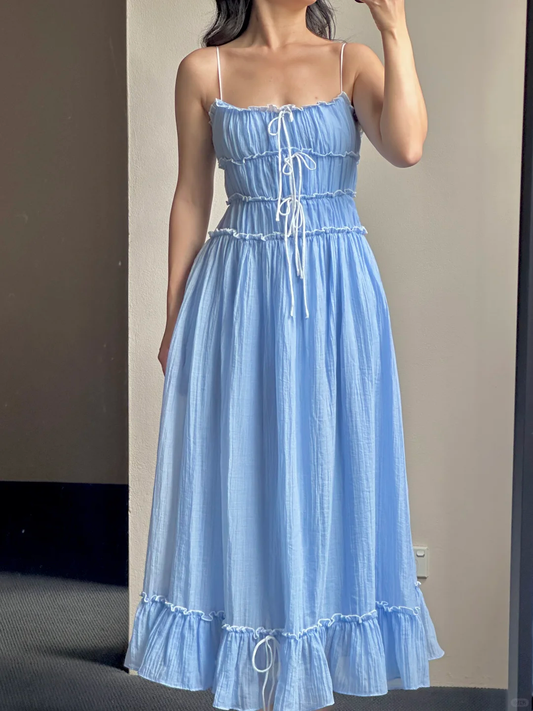 Cute A Line Spaghetti Straps Blue Satin Long Prom Dress, Party Dress, Evening Dress GG3064