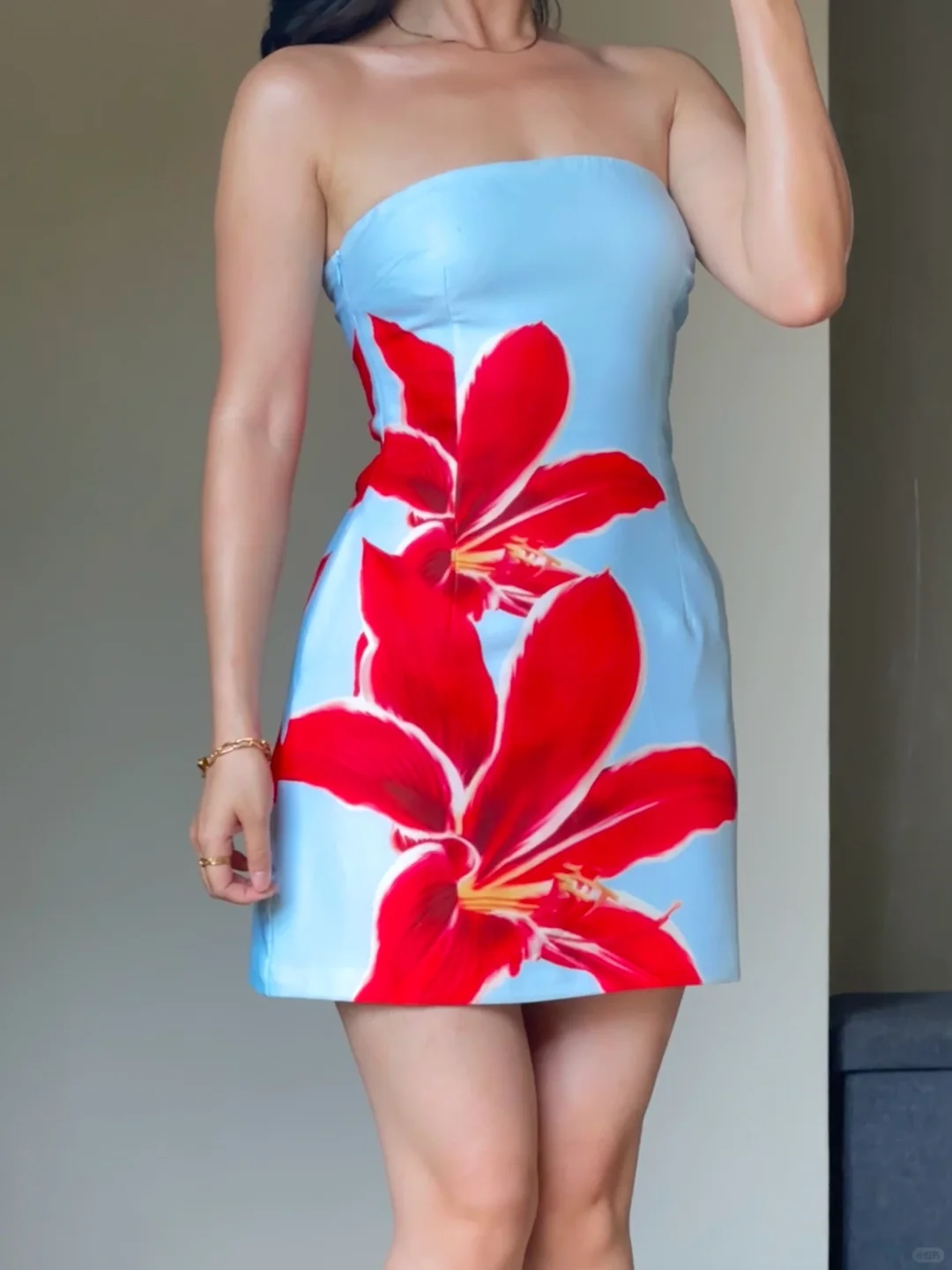 Unique Mermaid Strapless Satin Printing Flowers Short Prom Dress,Homecoming Dress,Birthday Dress GG3066