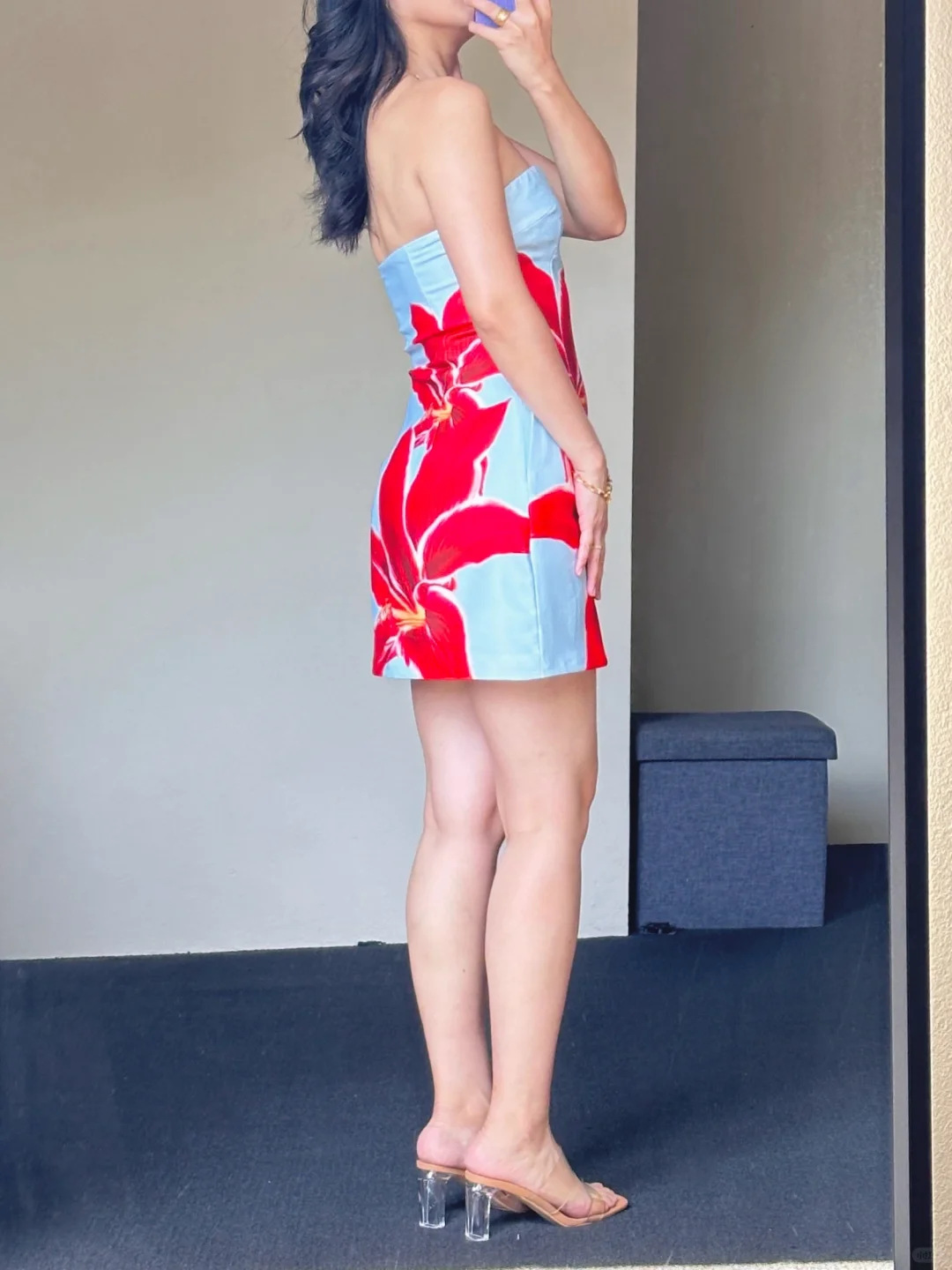 Unique Mermaid Strapless Satin Printing Flowers Short Prom Dress,Homecoming Dress,Birthday Dress GG3066