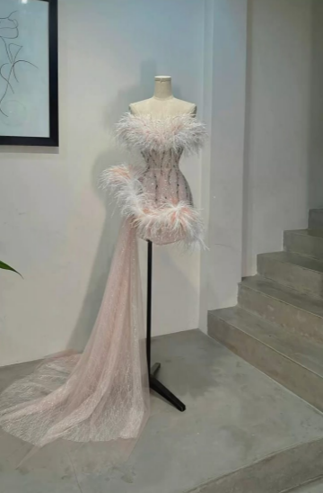 Unique A Line Strapless Pink Tulle Sequin Short Prom Dress,Homecoming Dress,Birthday Dress GG3088