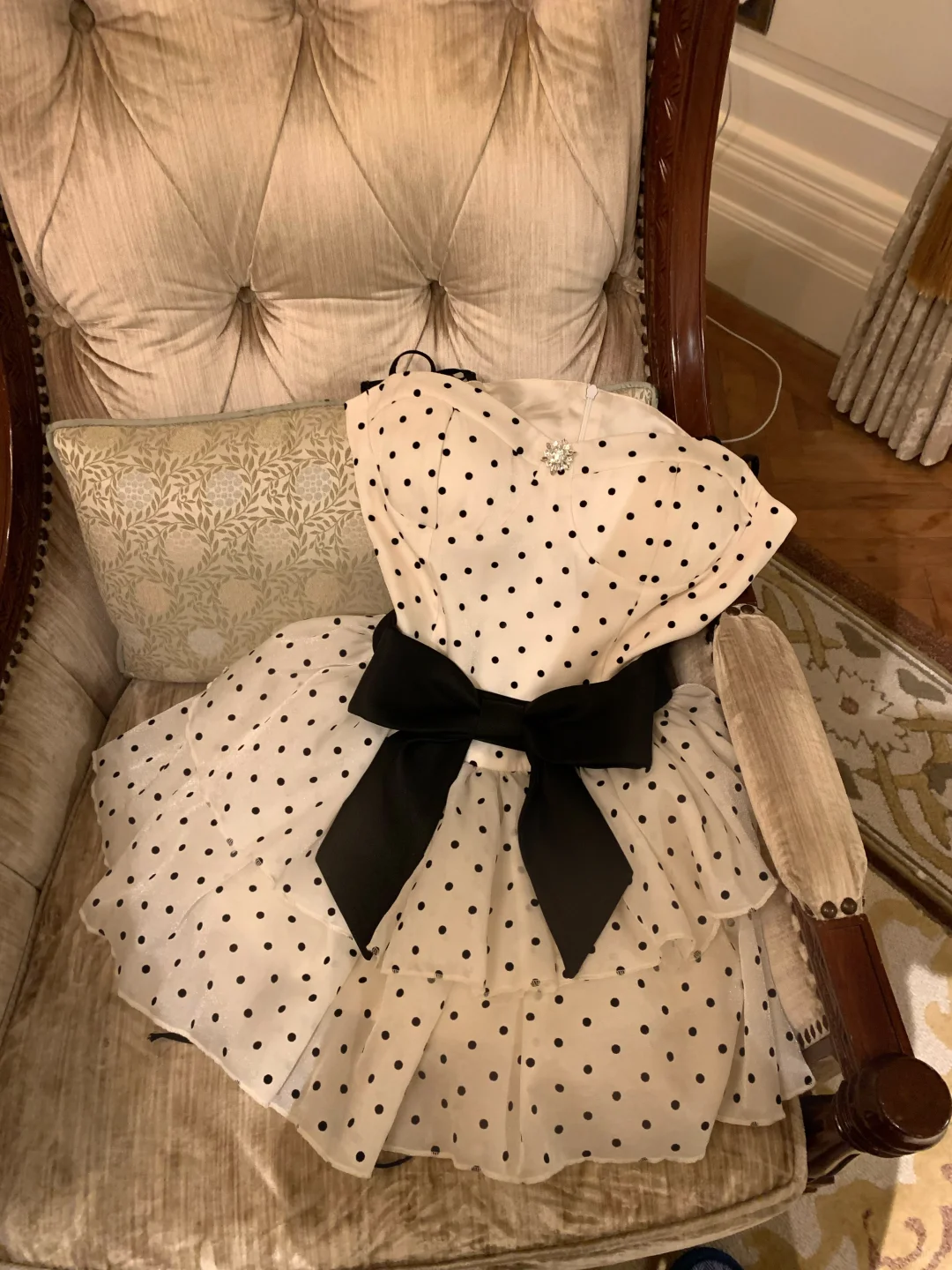 Sweet A Line Spaghetti Straps Satin Chiffon Polka Dots Short Prom Dress,Homecoming Dress,Birthday Dress GG3095