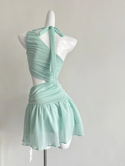 Unique A Line One Shoulder Tiffany Blue Chiffon Short Prom Dress,Homecoming Dress,Birthday Dress GG3105