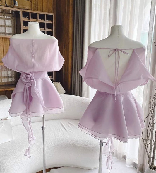 Unique A Line Off The Shoulder Chiffon Short Prom Dress,Homecoming Dress,Birthday Dress GG3128