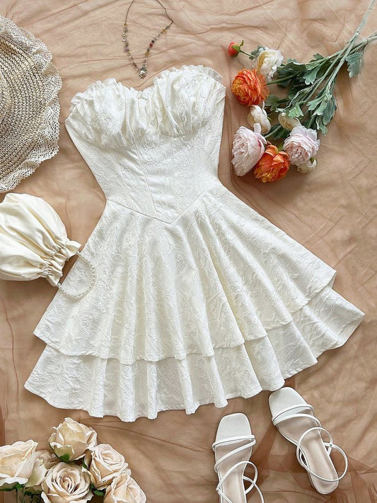 Cute A Line Strapless Satin Short Prom Dress,Homecoming Dress,Birthday Dress GG3130