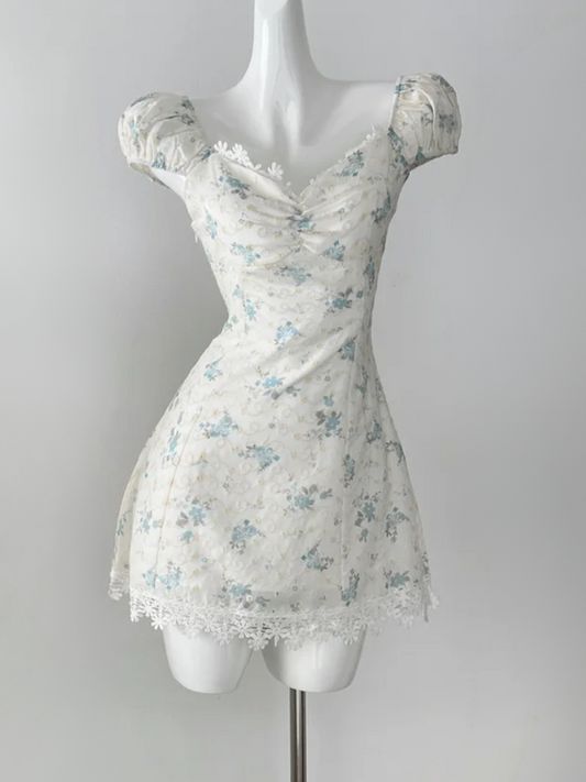 Unique A Line Off The Shoulder Satin Floral Printing Short Prom Dress,Homecoming Dress,Birthday Dress GG3132