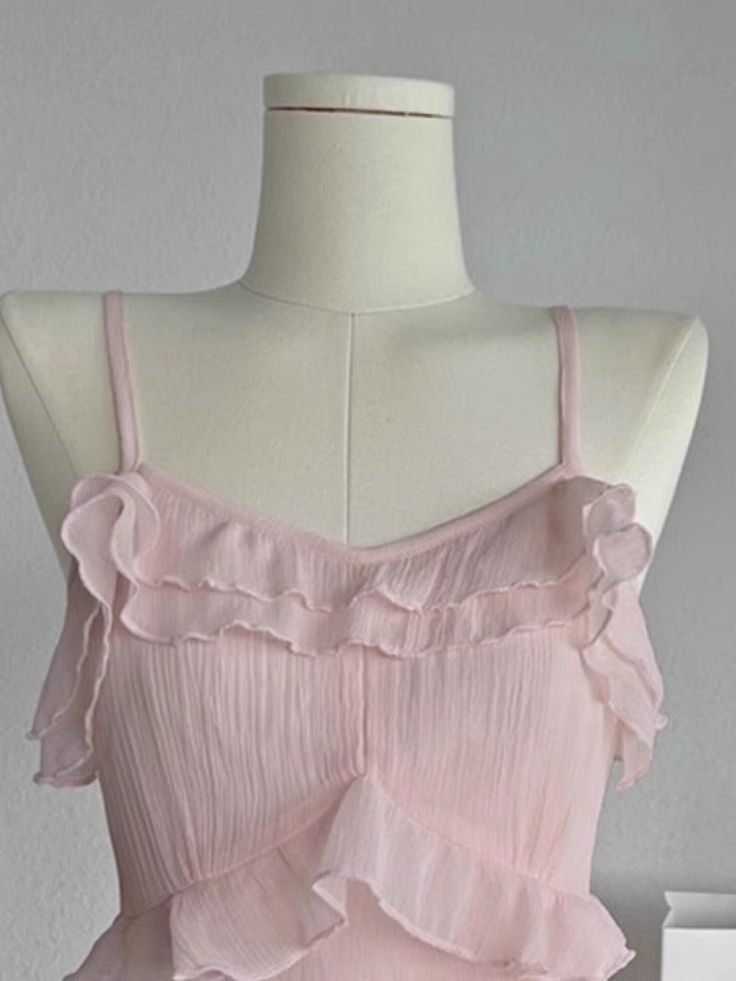 Cute Pink A Line Spaghetti Straps Chiffon Ruffles Short Prom Dress,Homecoming Dress,Birthday Dress GG3145