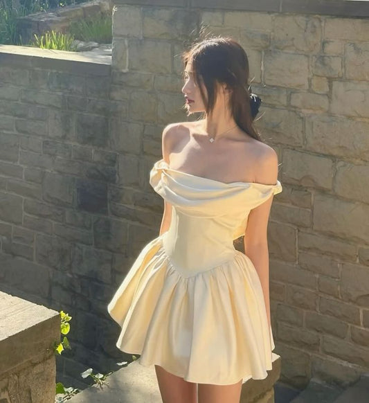 Cute A Line Off The Shoulder Satin Short Prom Dress,Homecoming Dress,Birthday Dress GG3172