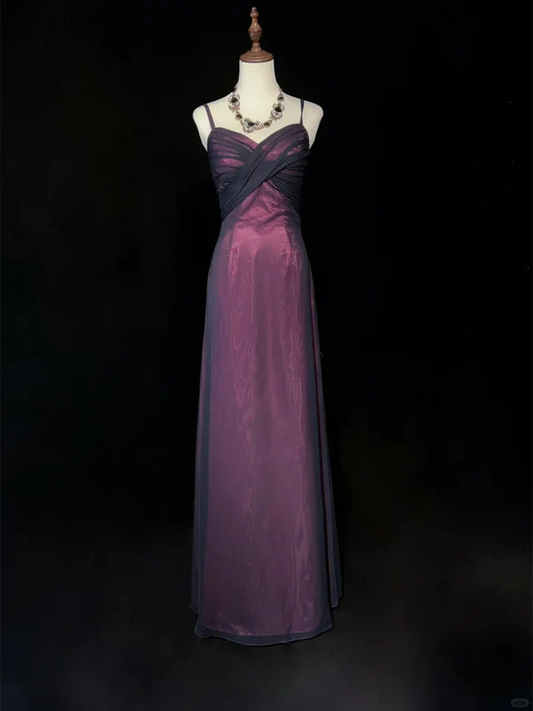 Elegant A Line Spaghetti Straps Black Tulle And Red Satin Long Prom Dress,Evening Dress GG319