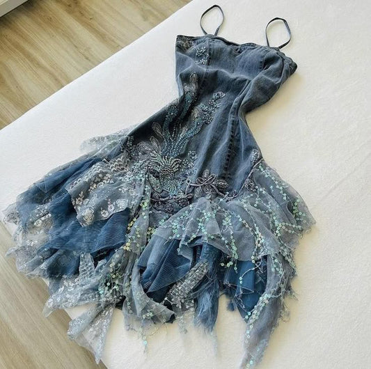 Unique A Line Spsghetti Straps Satin Tulle Applique Short Prom Dress,Homecoming Dress,Birthday Dress GG3202