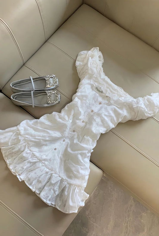 White Cute A Line Off The Shoulder Satin Lace Short Prom Dress,Homecoming Dress,Birthday Dress GG3204