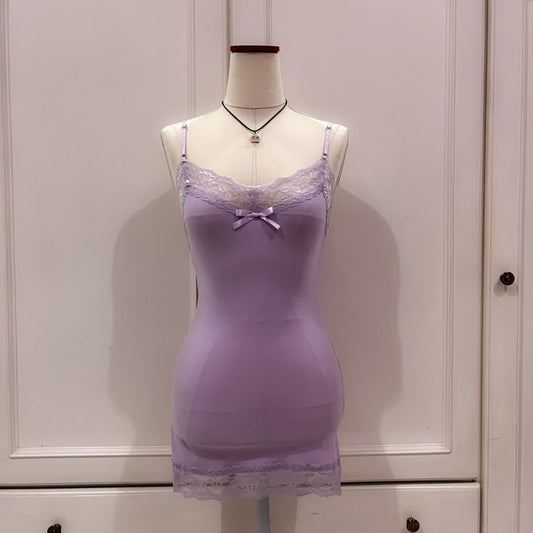 Sexy Lilac Mermaid Spaghetti Straps Satin Lace Short Prom Dress,Homecoming Dress,Birthday Dress GG3217