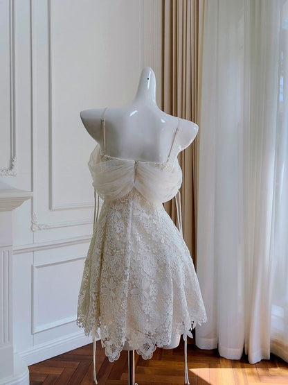 Pretty A Line Spaghetti Starps Tulle Lace Short Prom Dress,Homecoming Dress,Birthday Dress GG3222