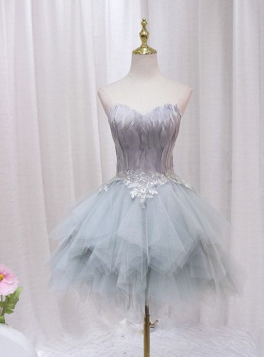 Pretty Ball Gown Starpless Tulle Short Prom Dress,Homecoming Dress,Birthday Dress GG3225