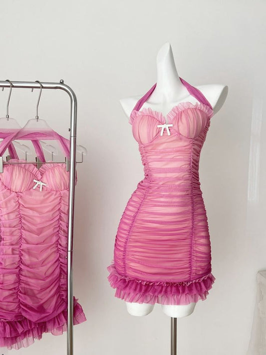 Sexy Mermaid Halter Tulle Short Prom Dress,Homecoming Dress,Birthday Dress GG3236