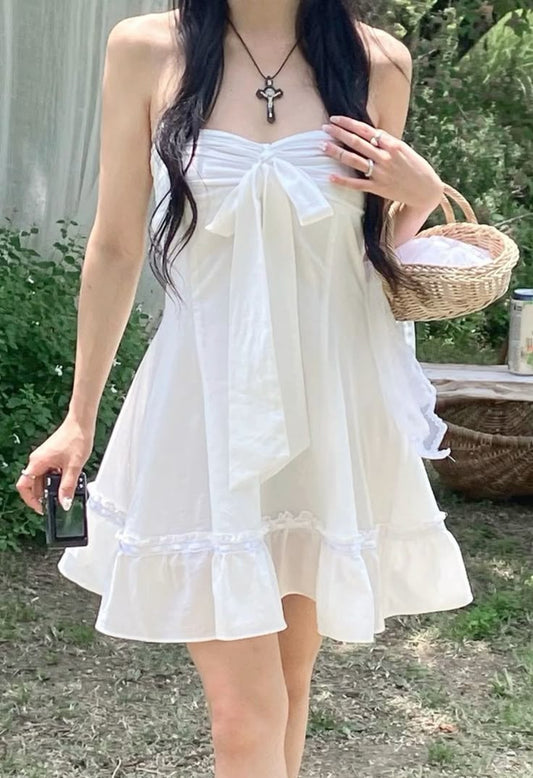 Cute White A Line Strapless Satin Short Prom Dress,Homecoming Dress,Birthday Dress GG3256