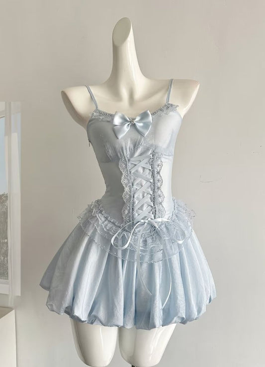 Cute A Line Spaghetti Straps Pale Blue Satin Short Prom Dress,Homecoming Dress,Birthday Dress GG3291
