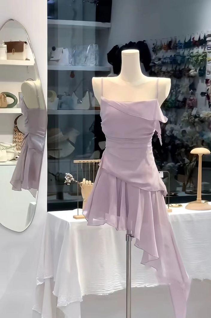 Cute A Line Spaghetti Straps Chiffon Short Prom Dress,Homecoming Dress,Birthday Dress GG3307