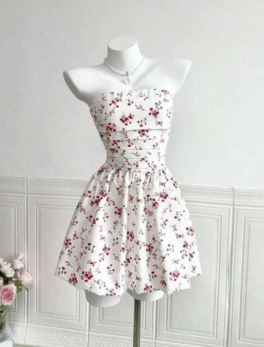 Pretty A Line Strapless Satin Short Prom Dress,Homecoming Dress,Birthday Dress GG3323