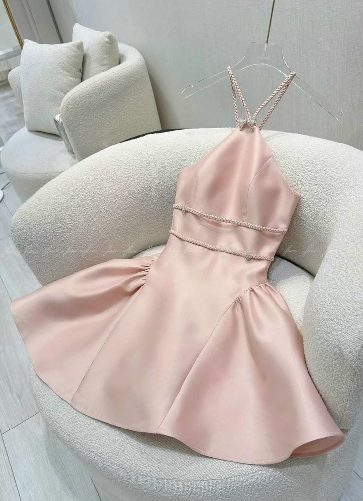 Sweet Pink A Line Halter Satin Short Prom Dress,Homecoming Dress,Birthday Dress GG3337