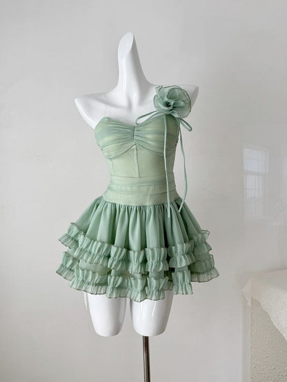 Chic A Line Spaghetti Straps Chiffon Short Prom Dress,Homecoming Dress,Birthday Dress GG3354