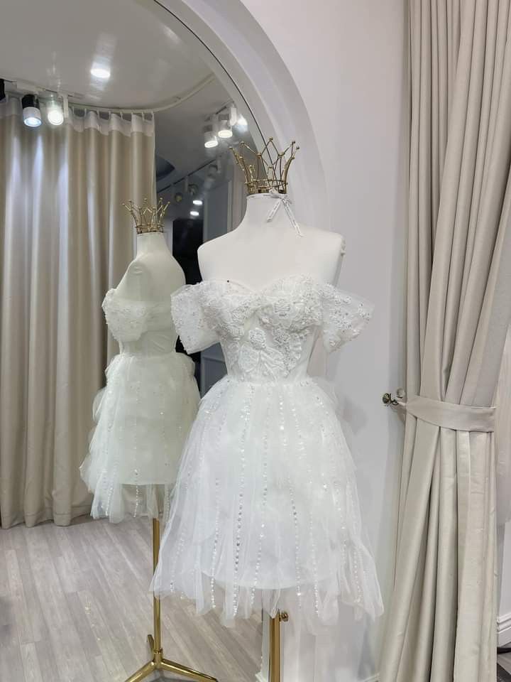 White A Line Off The Shoulder Tulle Lace Sequin Short Prom Dress,Homecoming Dress,Birthday Dress GG3359